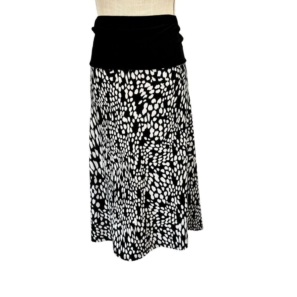 Coco Bianco Skirt Womens S Black White Pattern Maxi Vtg‎ Y2K High Waist Stretch